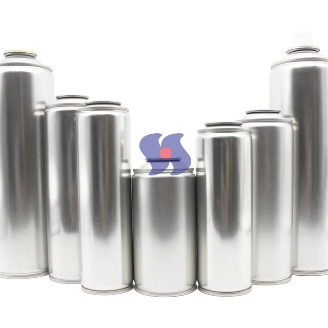 Round sharp aerosol tin can manufacturer  with plain or gold inner lacquer necked-in empty aerosol tin can