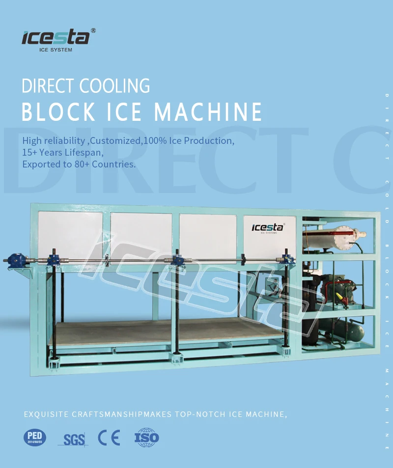 Icesta Water Cooled 3 Ton Industrial Commercial Block Ice Making