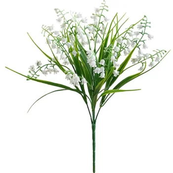 Artificial Lily of The Valley Flowers Green Plants Arrangement Bouquet White Bell Flower Wind Chime Orchid Wedding May Flower