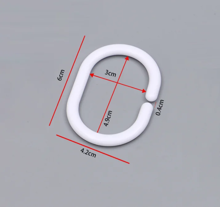 Plastic C Shape Hook Shower Hook For Bathroom Shower Bar Curtains 12