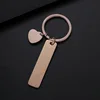 50*12mm long strip + angled heart + key ring-rose gold set