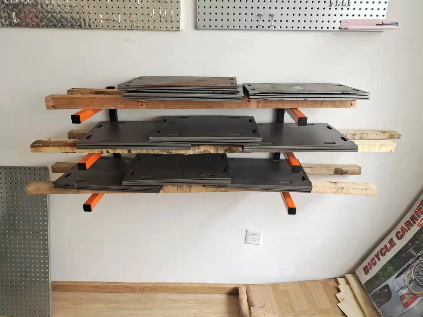 Lumber Storage Rack Wood Organizer Heavy Duty Wall Mount Metal Rack