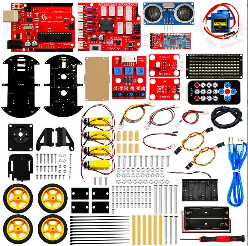 DIY Accessories Intelligent 4WD Robot Smart Car Encoder Battery Box Drive Motor Educational Stem Toys Robotics Kit for Arduino