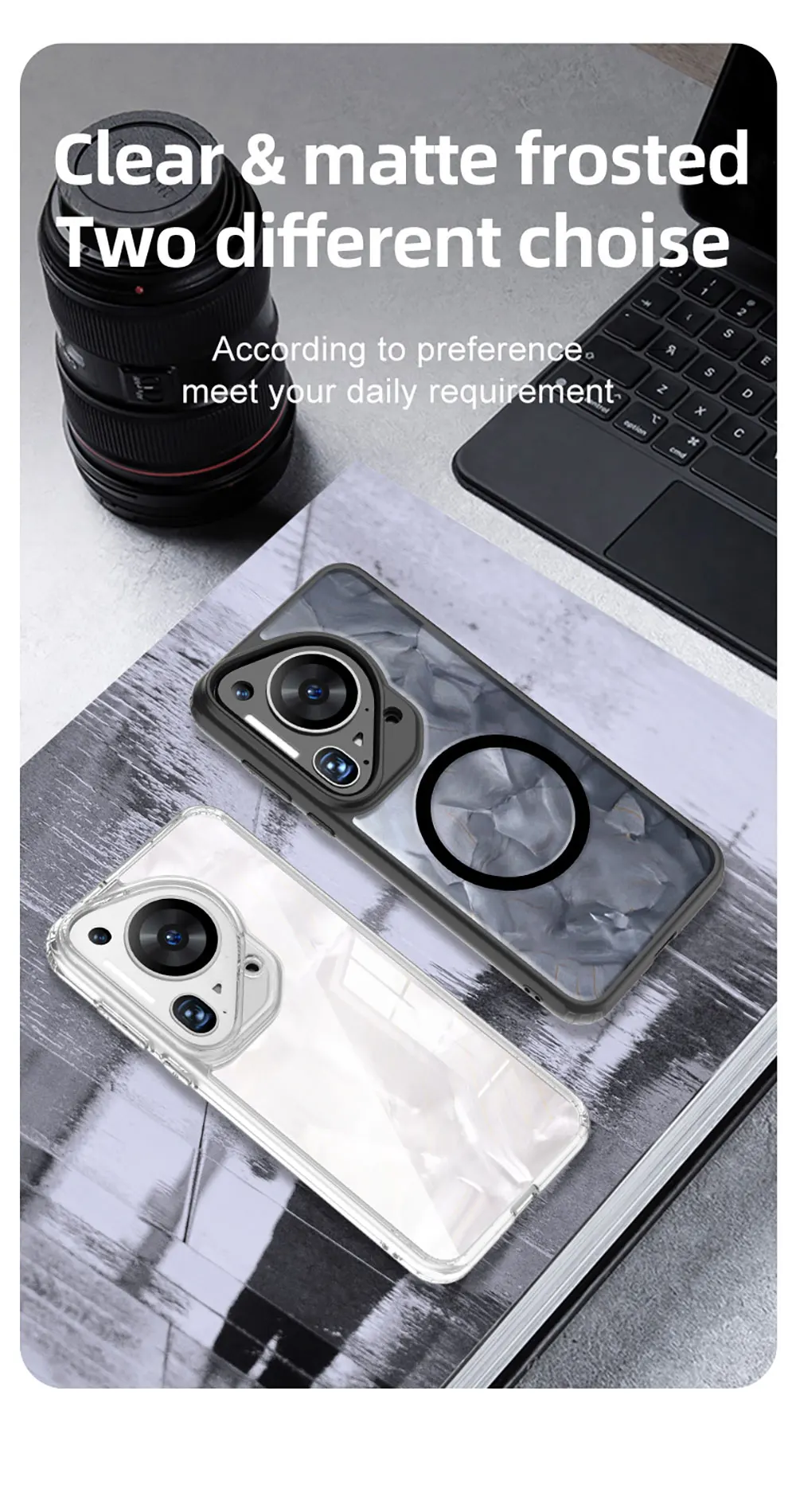 Magnetic Ring Case For Huawei P70 Art Lens Films Camera Protector Clear Phone Transparent Frosted Matte WLS91 wlons supplier