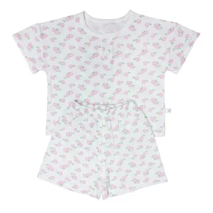 Floral Print Soft Muslin Cotton Toddler Clothing Two Pieces Set Outfits Oversize Kids Summer Clothes 2026