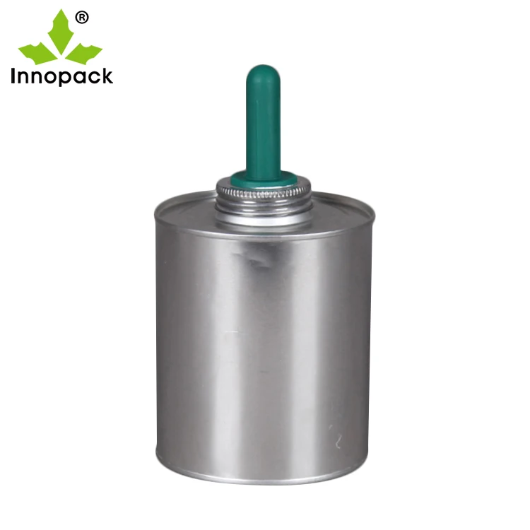 500ml Empty Metal Glue Container with Plastic Lid Brush Container for Horse Hoof