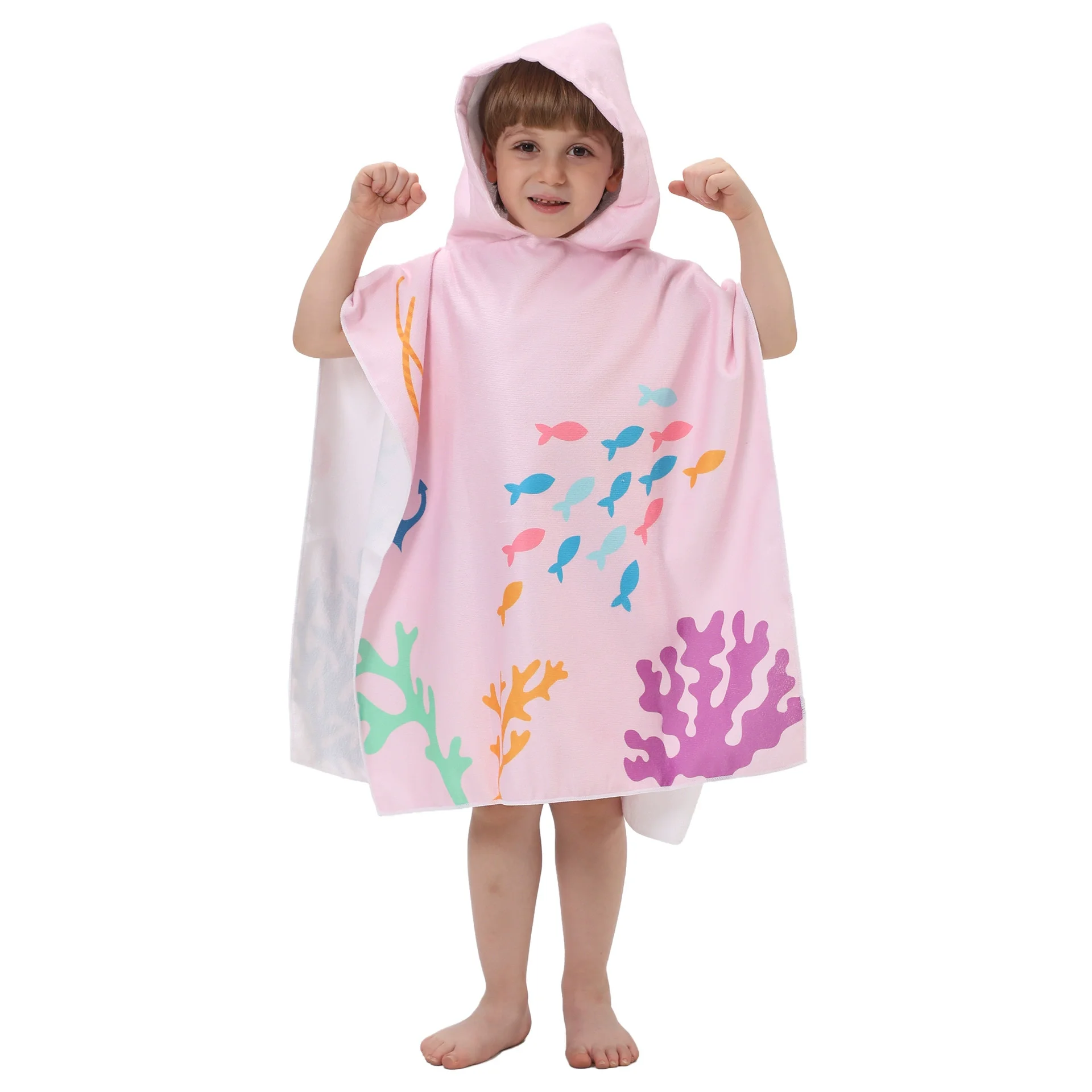 Toddler Hooded Beach Towel Coverup Cape Quick Dry Absorbent Use for Swim Pool Bath Poncho Towels for 2 to 6 Years Old Children