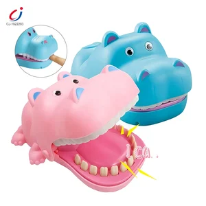 Press Tooth Game Mouth Biting Shark Finger Toy Musical Hippopotamus Toy Kids Desktop Games Set Biting Finger Toys with Light