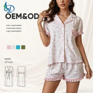 2026 New Flower Pattern 2-piece Sleepwear Set, Breathable Drawstring Closure, Suitable for All Women's Sleepwear