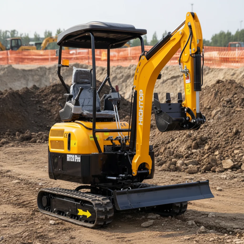 2-tonnig miniexcavator, kompakt spårburen grävmaskin med skyddstak, hydraulisk liten excavator för byggverk