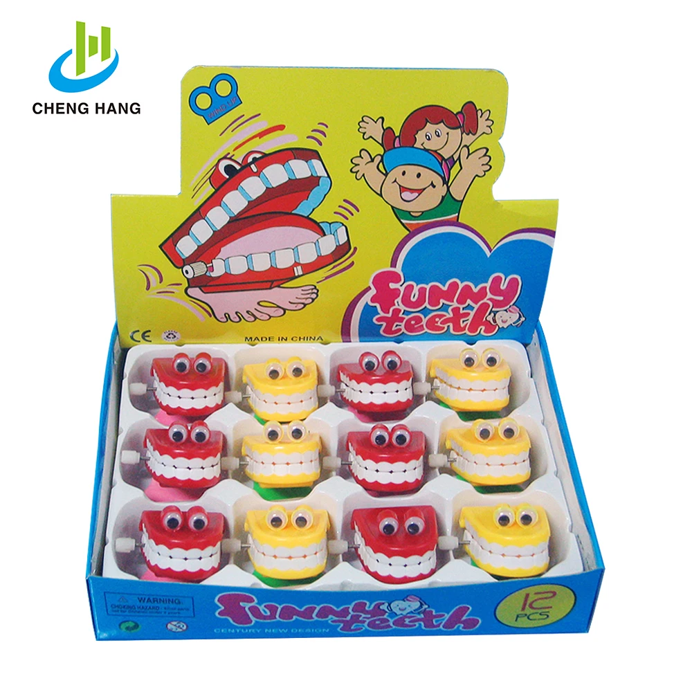 Kids Funny Wind Up Toys Clockwork Jumping Teeth For Halloween Gift