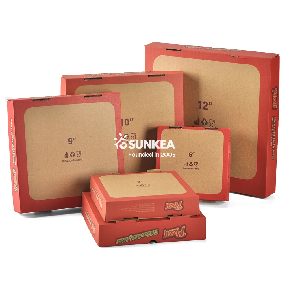 Corrugated Paper Pizza Box Custom Logo Biodegradable Cardboard Takeaway Pizza Box