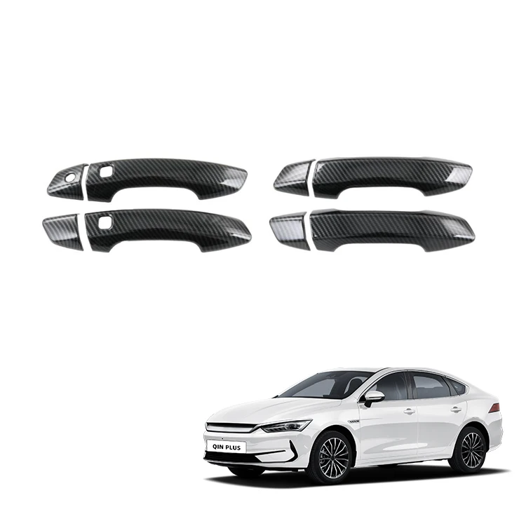Car Handle Cover for BYD Qin Plus Accessories ABS Carbon Fiber Pattern Door Handle Frame Decoration Interior Accessories