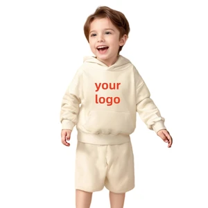 Wholesale Kids Wear Hooded Shorts Outfits Soft Shell Baby Tracksuit Set for Toddler Boys Printed Pattern Clothing Sets