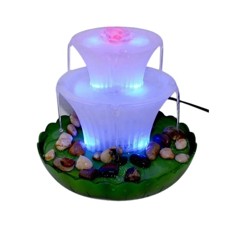 Transparent Led Indoor Tabletop Miniature Water Fountains Decoration