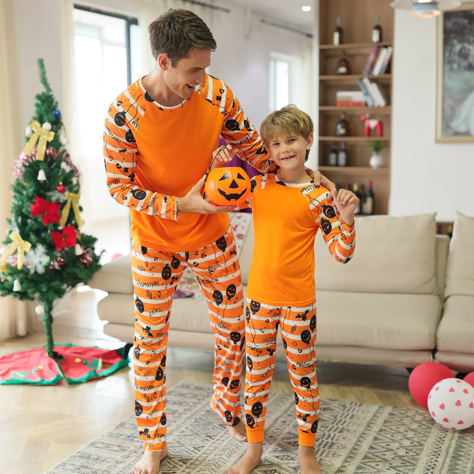 2024 Personalised Custom Print Sublimation Soft Blank Pajamas Set Matching Halloween Pjs for Family Adult Women Men Pj