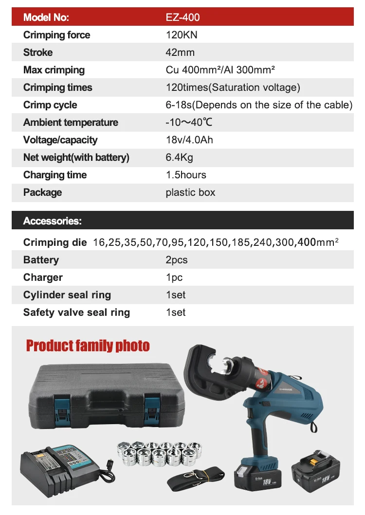 Easy Crimp EZ-400 Hydraulic Crimping Tool - Professional Cable Crimping