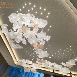 Modern Luxury Hotel Project Large Pendant Light LED K9 Crystal Beads Chandelier for Lobby Weeding Decorative