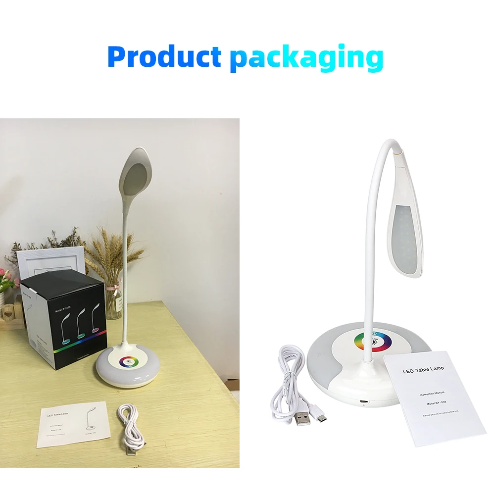 New Design Mini Portable Foldable Step Dimming Usb Battery Operated Smart Led Desk Lamp with Round Base Rgb