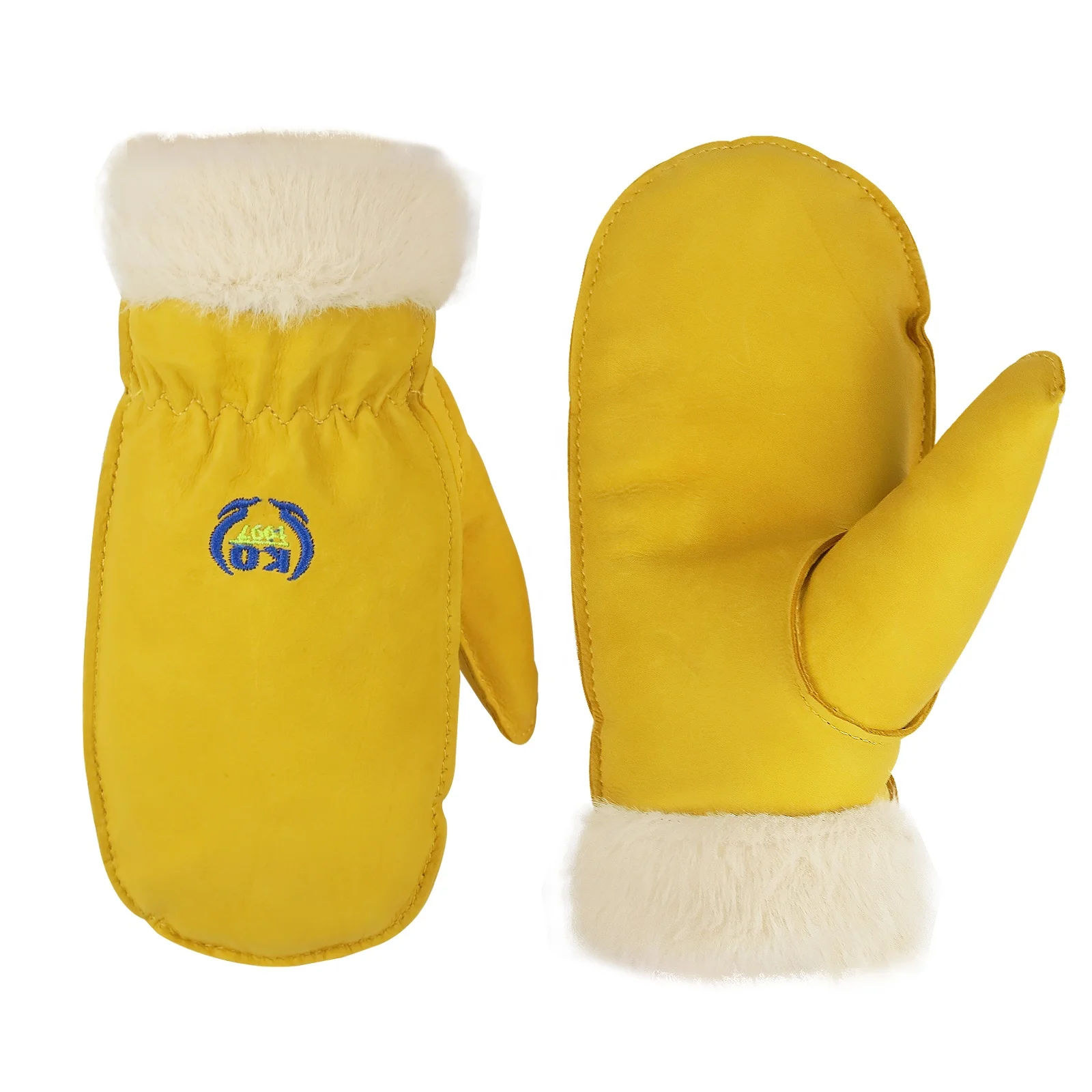 Hot selling winter yellow fashion warm waterproof ski gloves