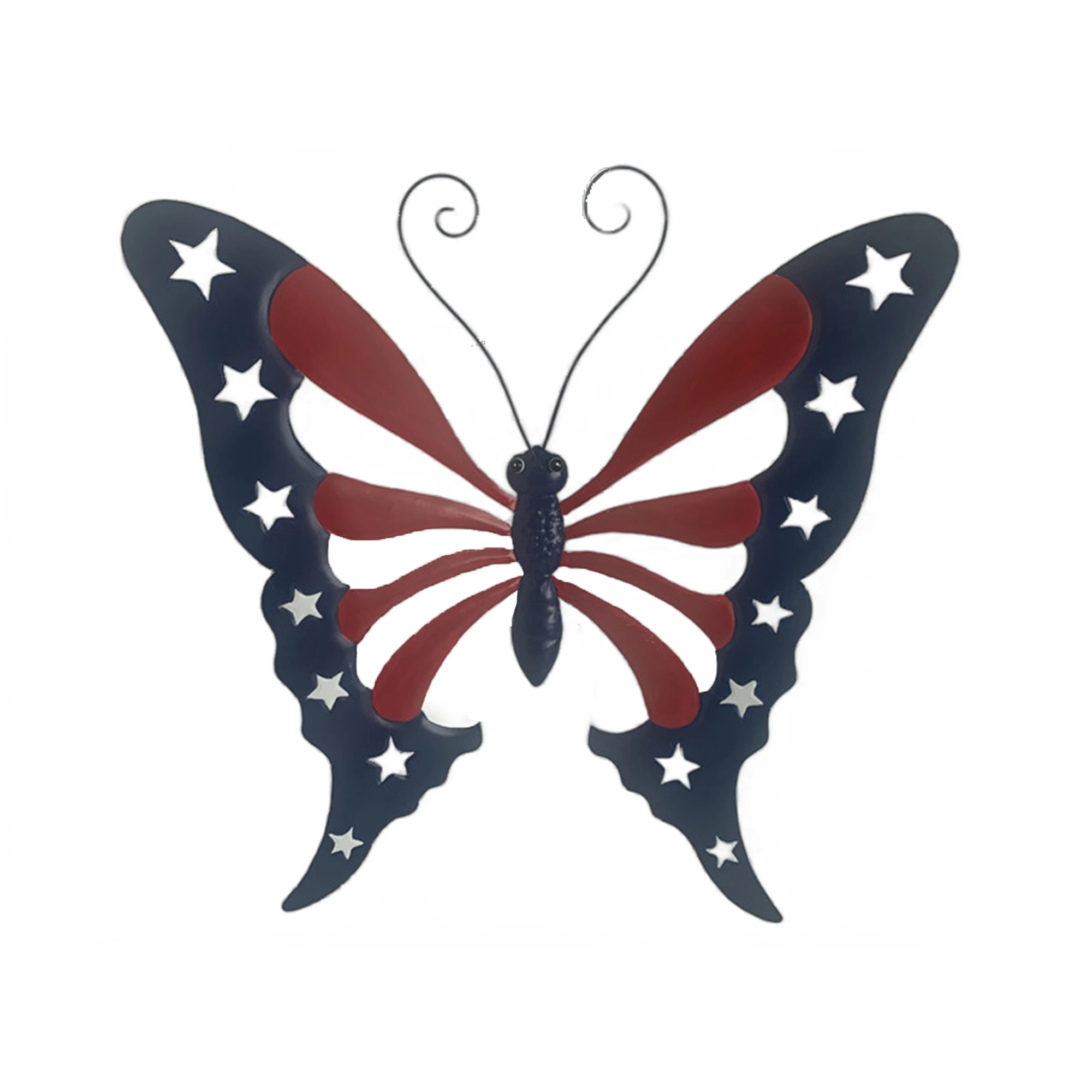 American Flag Wall Art USA Flag Picture Star & Stripe Metal Artwork Butterfly for Living Room Office