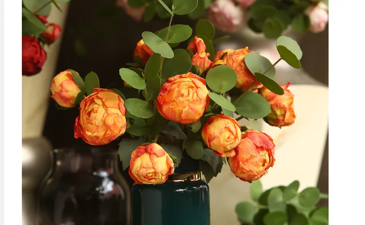 9 Heads Artificial Peony Bundle Silk Flower Bouquet Blush Pink Wedding ...