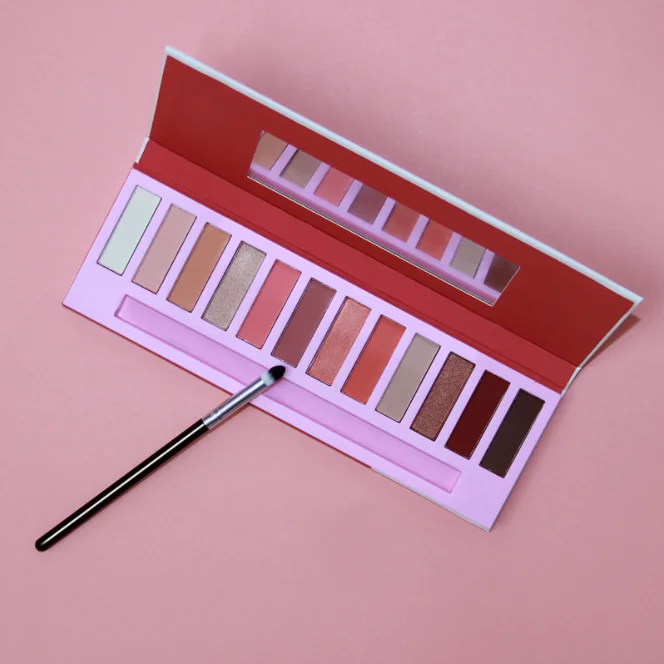 Новинка, натуральный блестящий крем, 12 теней для век, палитра для макияжа, нюдовая палитра с высоким пигментом, частный ярлык, цветной макияж, матовые тени для век, палитра