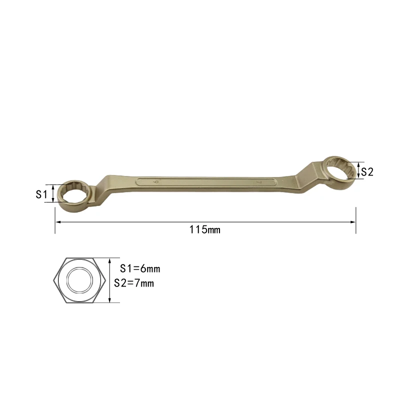AL-CU Non-sparking No Spark Safety Tools Double Box Offset Wrench 5.5*7-6*7 mm Explosive Hazardous Area Professional Tools