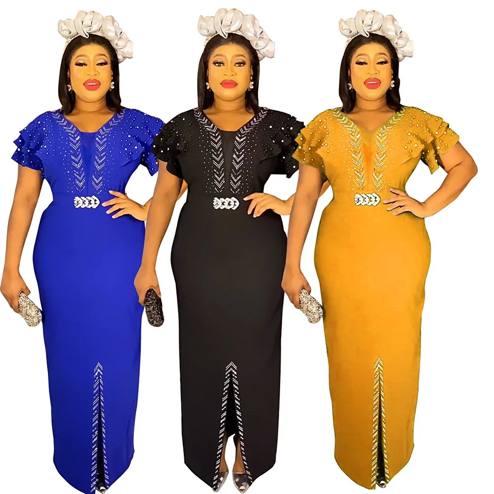 African Women Plus Size Summer Dress Traditional Dashiki Lady Outfits ...