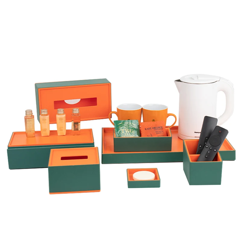 Роскошные аксессуары из АБС/искусственной кожи для номера в отеле, ведро для льда, инструкция по обслуживанию, Набор держателей для лотков, набор для хранения в отеле