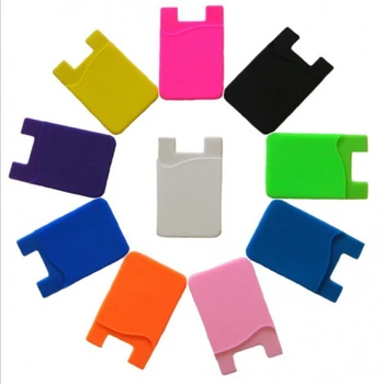 customized silicone mobile phone card holder adhesive credit card holder