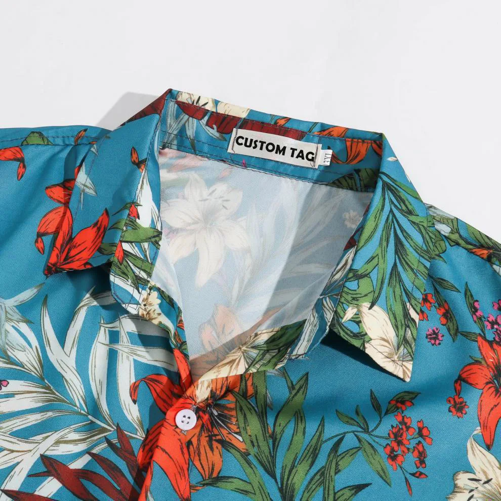 Dogs Hibiscus Flowers Tropical Leaf Print Hawaii Shirt and Cami Dress Dog and Owner Matching Outfits