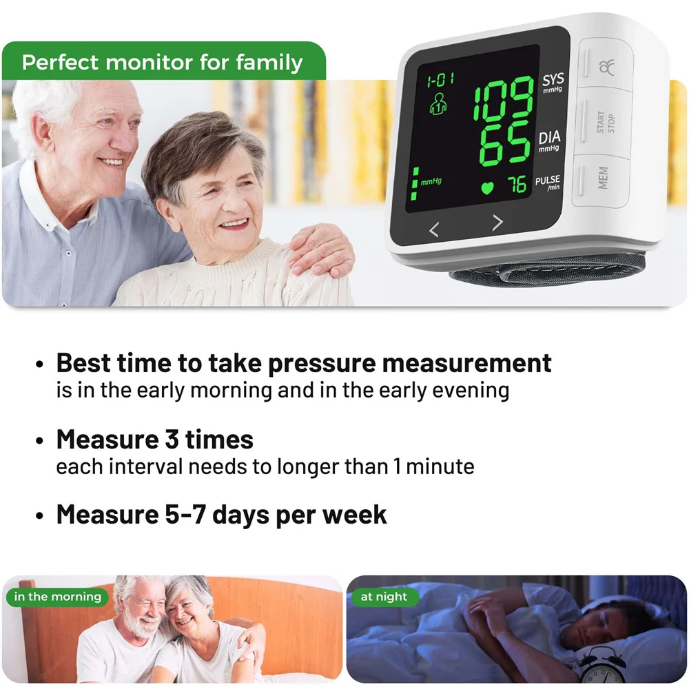 Get Fit Wrist Blood Pressure Monitor for Home Use - Medical Blood Pressure  Machine Reader - Dual Users 2x99 Memory - Sphygmomanometer Adjustable Wrist