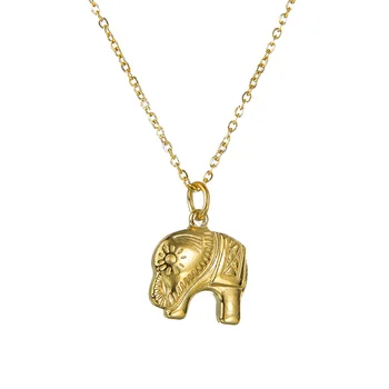 New Arrival Good Lucky Chunky Animal Jewelry Charms 18K Gold Plated Elephant Pendant Necklace Women Fashion Jewelry Wholesale