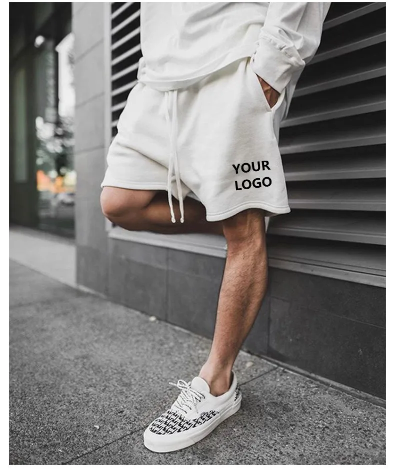 Héichqualitativ 100% Kotteng Terry Casual Oversized Shorts Männer Laf Summer Unisex Loose Fleece Sweat Shorts983_voghion.com