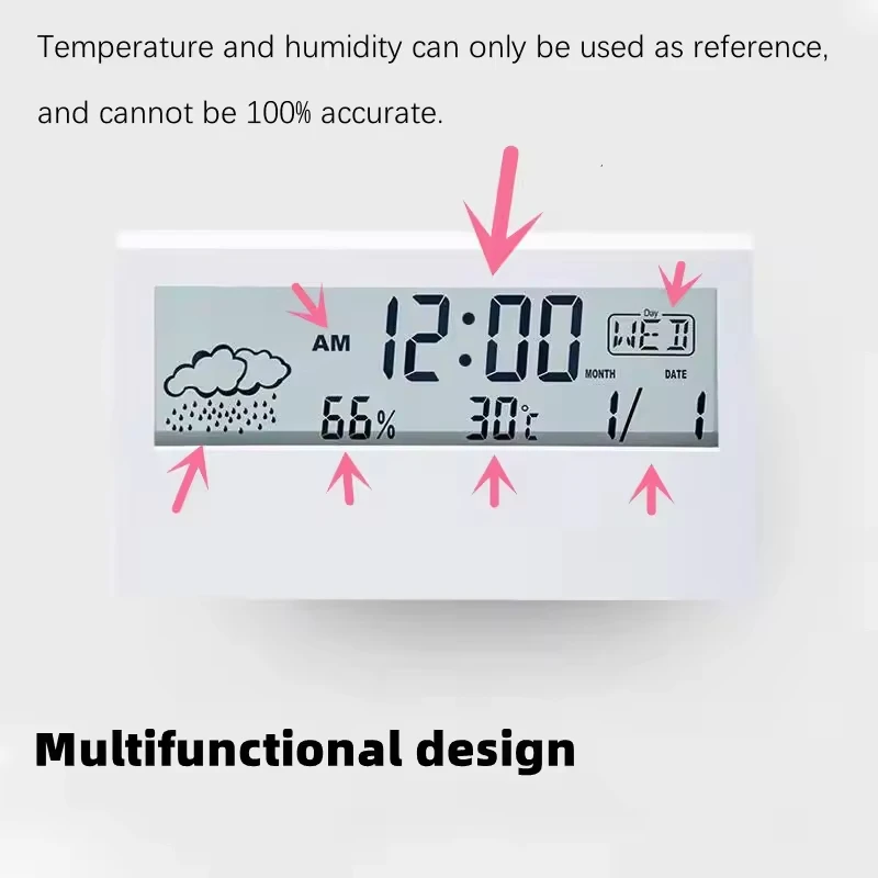 Compact and Transparent Weather Station Multi-function Digital Clock Modern Style for Office and Home Weather Image Temperature