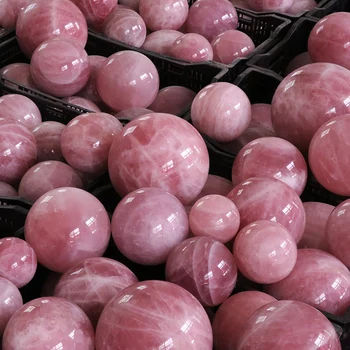 Wholesale Custom Natural Healing Pink Rose Quartz Magic Crystal Stone Sphere Ball