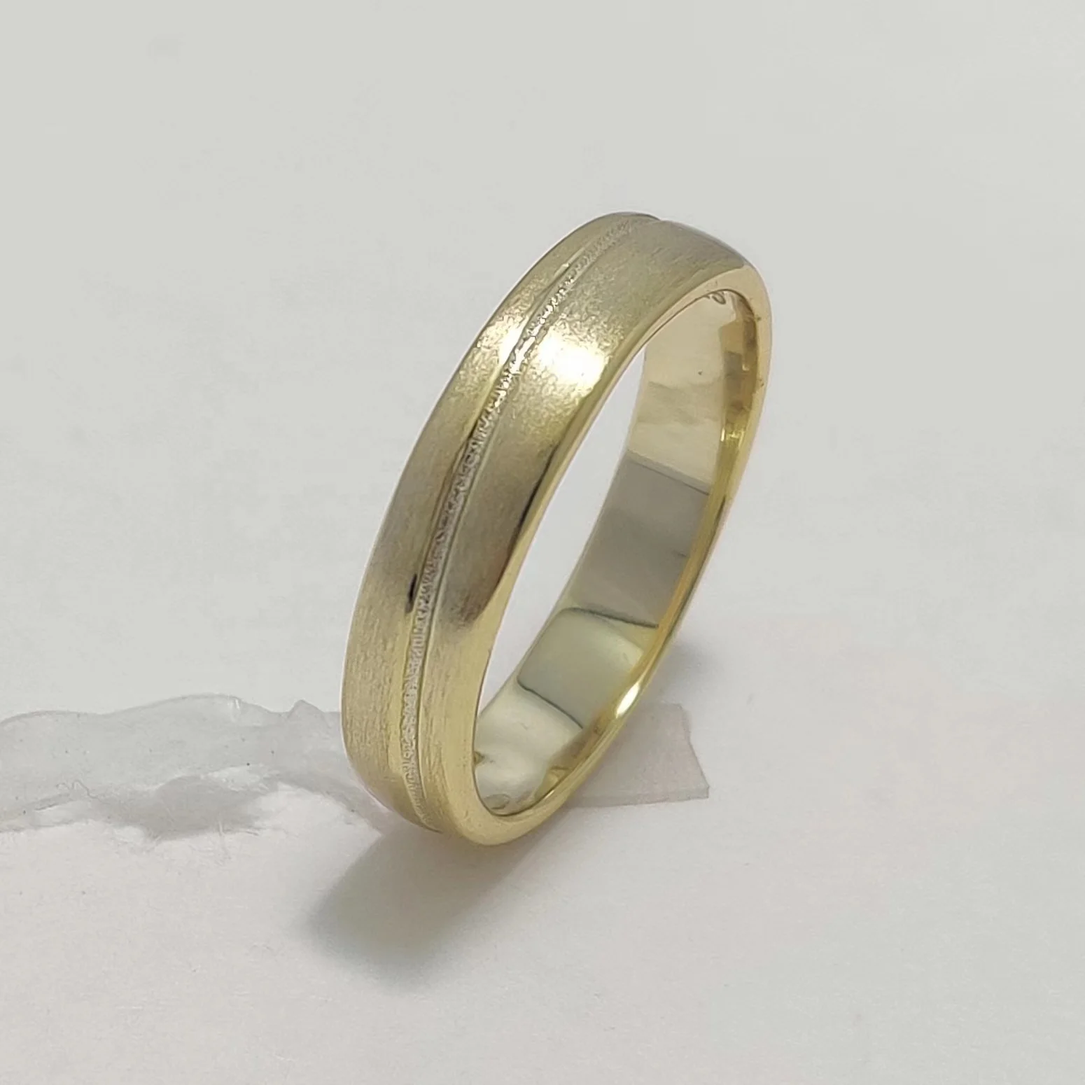 Retro Matt Polish Curve Intent 14K Gold Plated Plain 925 Sterling Silver Design Wedding Rings for Men