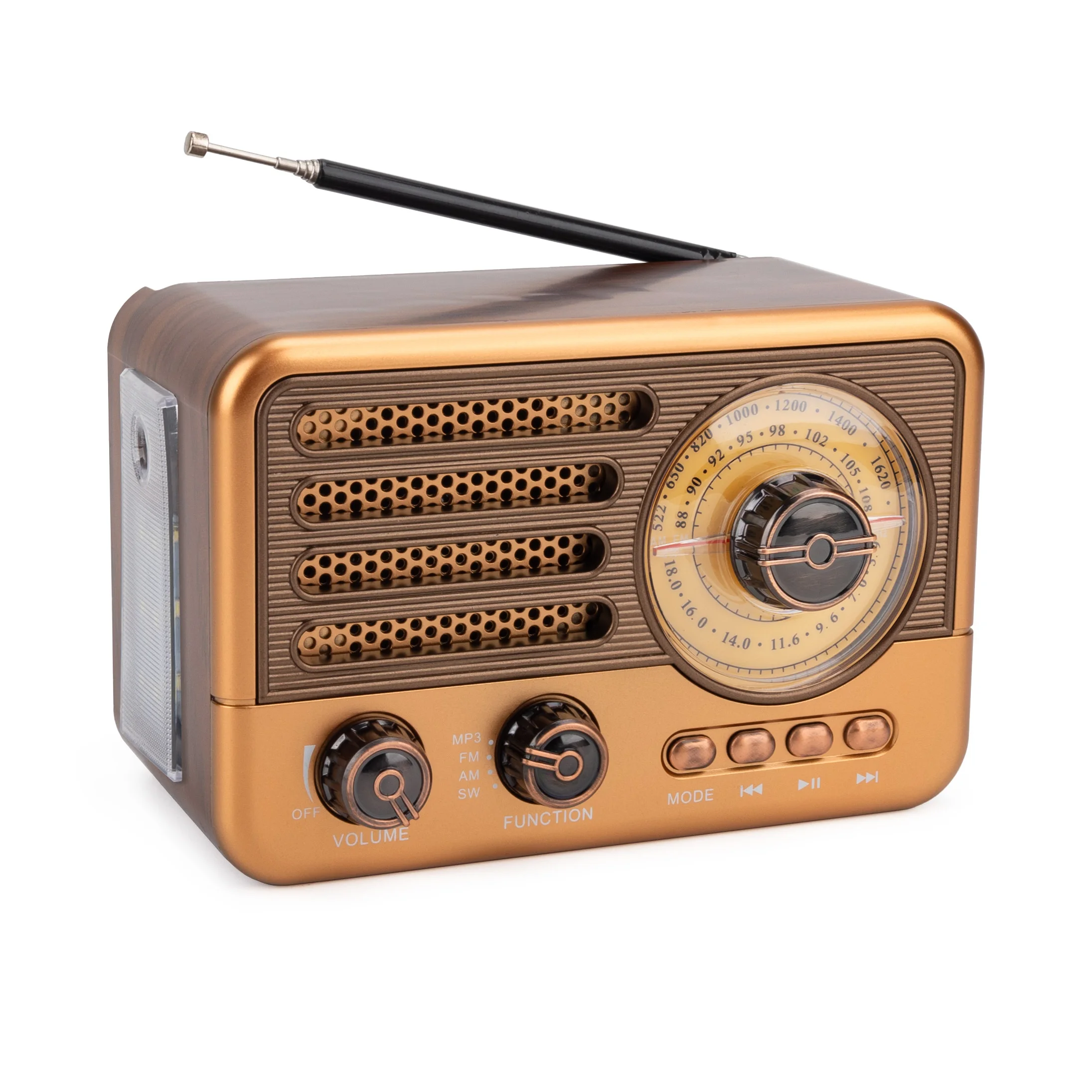 Luxury Classical Portable Solar AM FM Radio with USB for Bluetooth & Flashlight Hot New Type Plastic Material