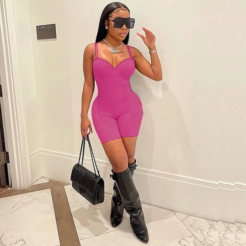 Spandex Mono Rojo Ajustado Mono Ajustado Sin Costuras, Mono Corto