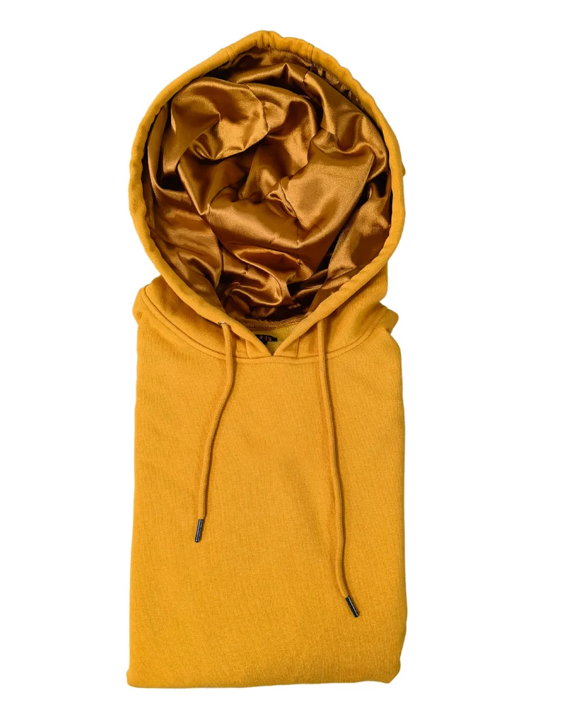 Silk Inside Hoodies Custom logo Embroidery Embossed Print Oversized Cotton Fleece Satin Lining Lined Hooded Hoodie Wholesale gallery 12