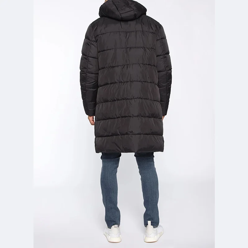 Fashionable Winter Men's Coats 100% Polyester Side Hand Pockets Full Zip Closure Puffer Coat Men Custom Plain Long Coat Men gallery 4