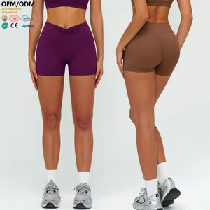 XW-EDK9313 Wholesale Women Tummy Control Push up Butt Lifting Solid Breathable Workout Custom Gym Clothing Fitness Shorts Yoga