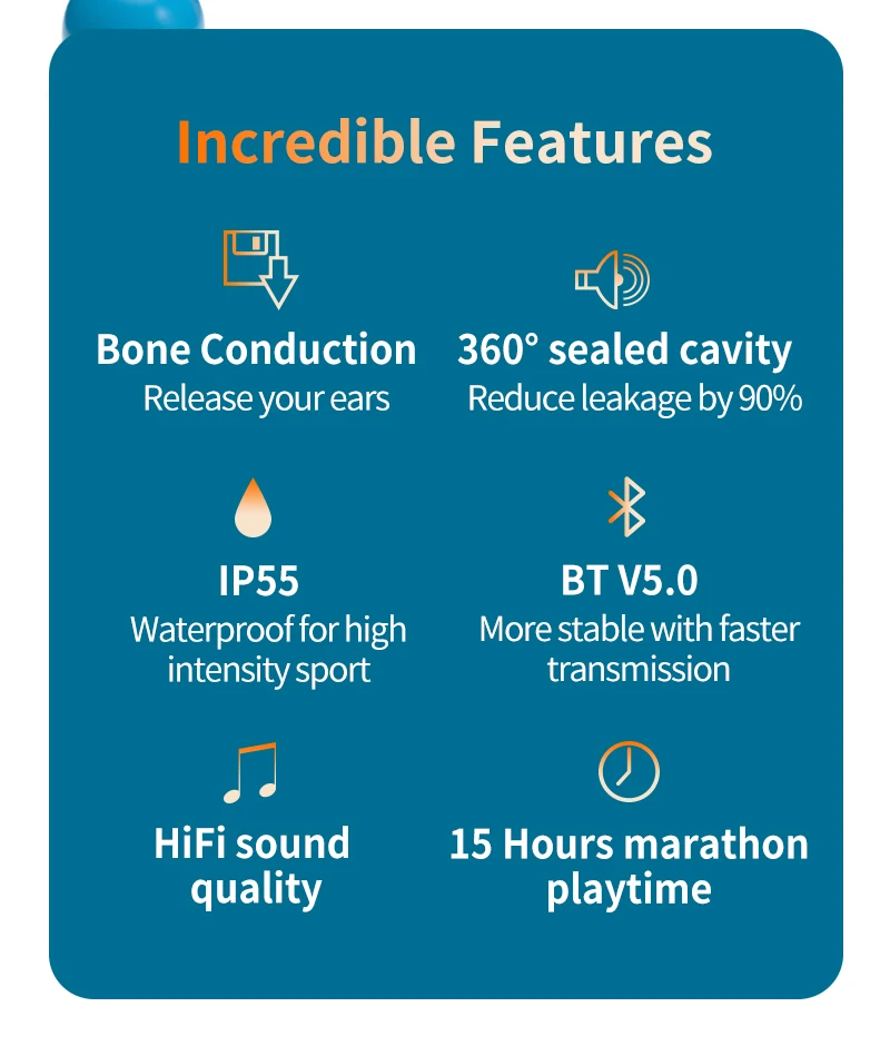 X7 Bt Bone Conduction Earbud Openear Earphones Sport Wireless Ip55