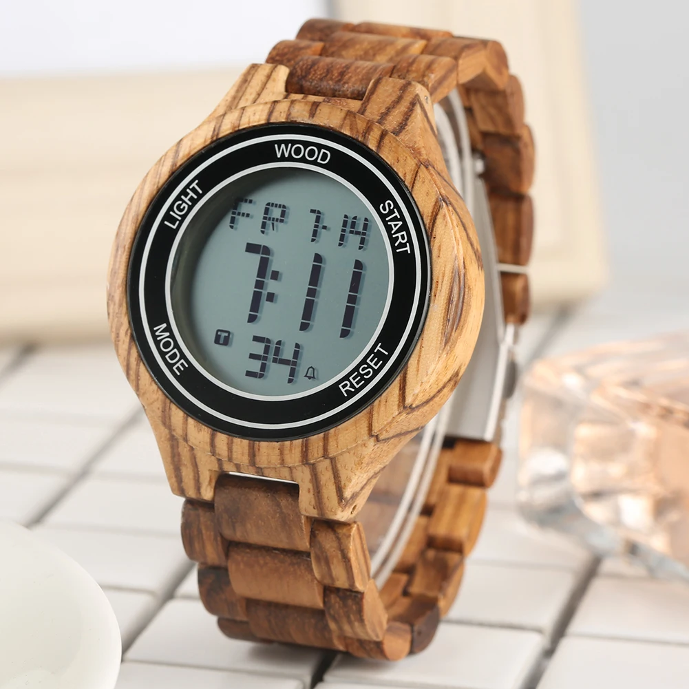 Wooden discount digital watch