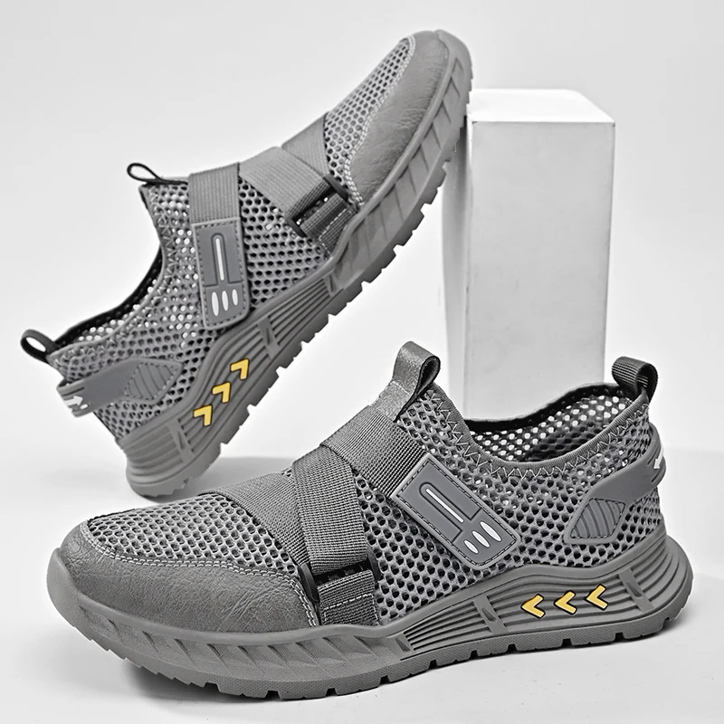 Factory Supply Custom LOGO Pure Hand Made Breathable Mesh Cow Genuine Leather Toe Closed Summer Sandals for Men Boy