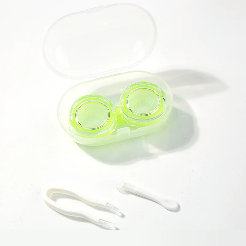 Wholesale High quality plastic Contact Lenses Cases boxes candy color transparent contact lens case
