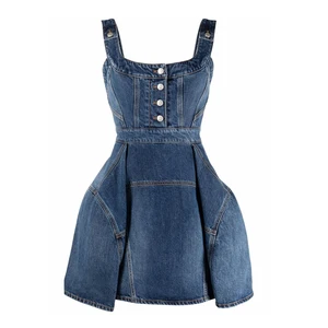 ODM Cotton Blend square Neck Sleeveless Women Denim Dresses