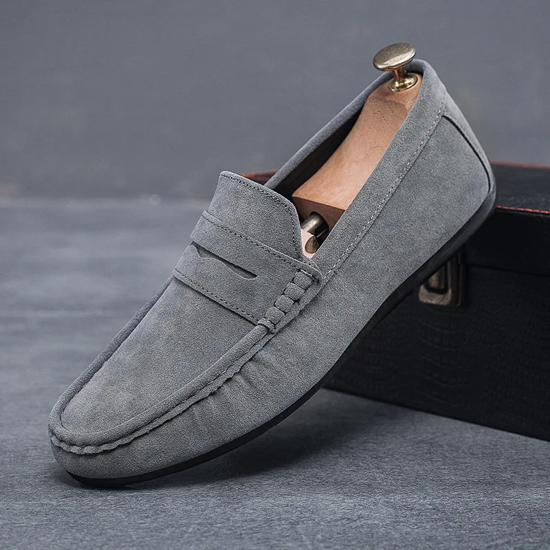 Penny Loafers Grey Velvet Loafers Mens Men's Casual Shoes