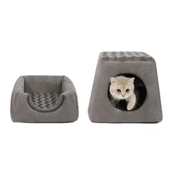 Custom FBA Service 2 In 1 Cat House bed Collapsible Pet House Bed Cat Cave Felt NO 3
